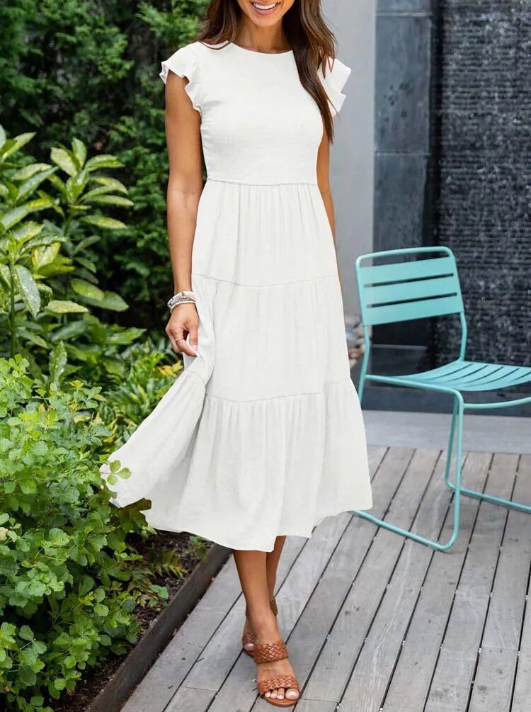 MEGHAN | Elegantes Kleid mit Bauchbedeckung und langen Ärmeln
