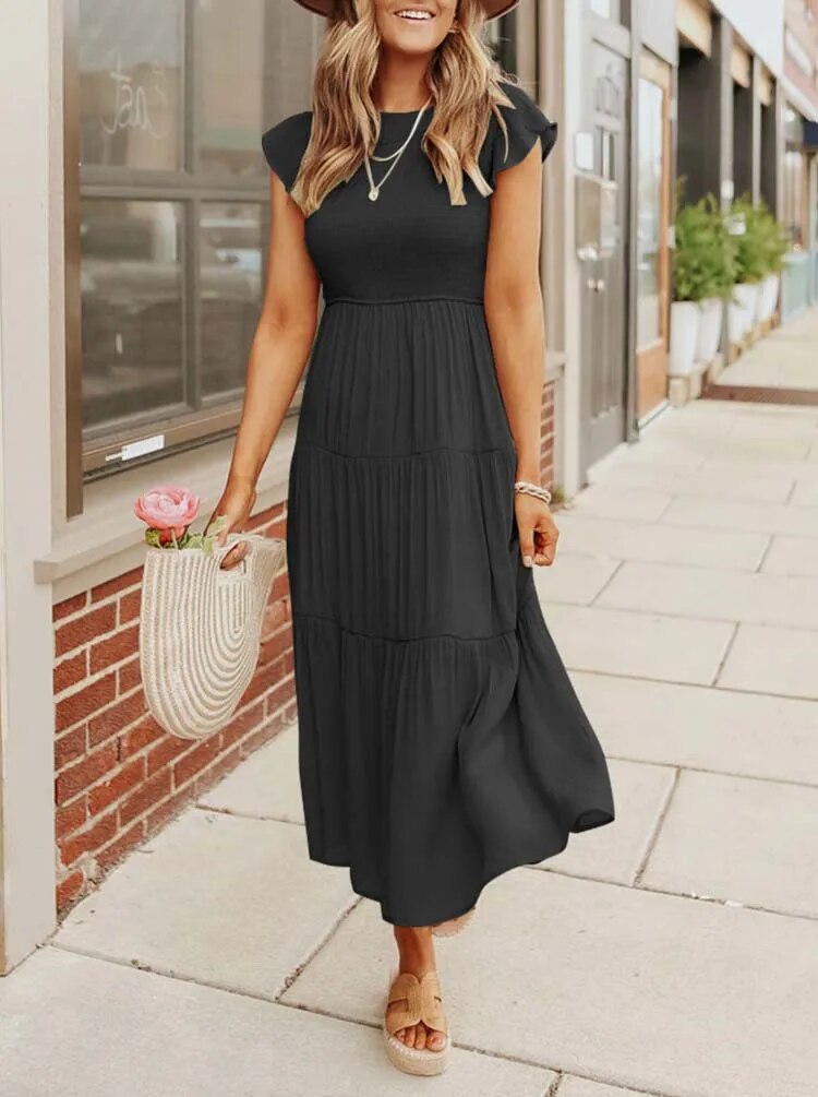 MEGHAN | Elegantes Kleid mit Bauchbedeckung und langen Ärmeln