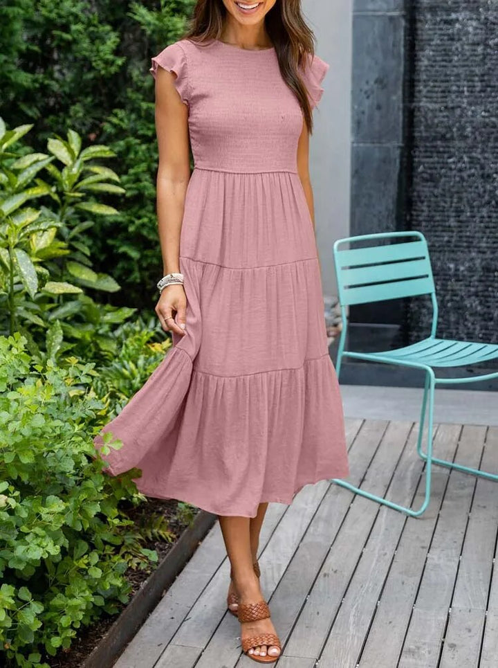 MEGHAN | Elegantes Kleid mit Bauchbedeckung und langen Ärmeln