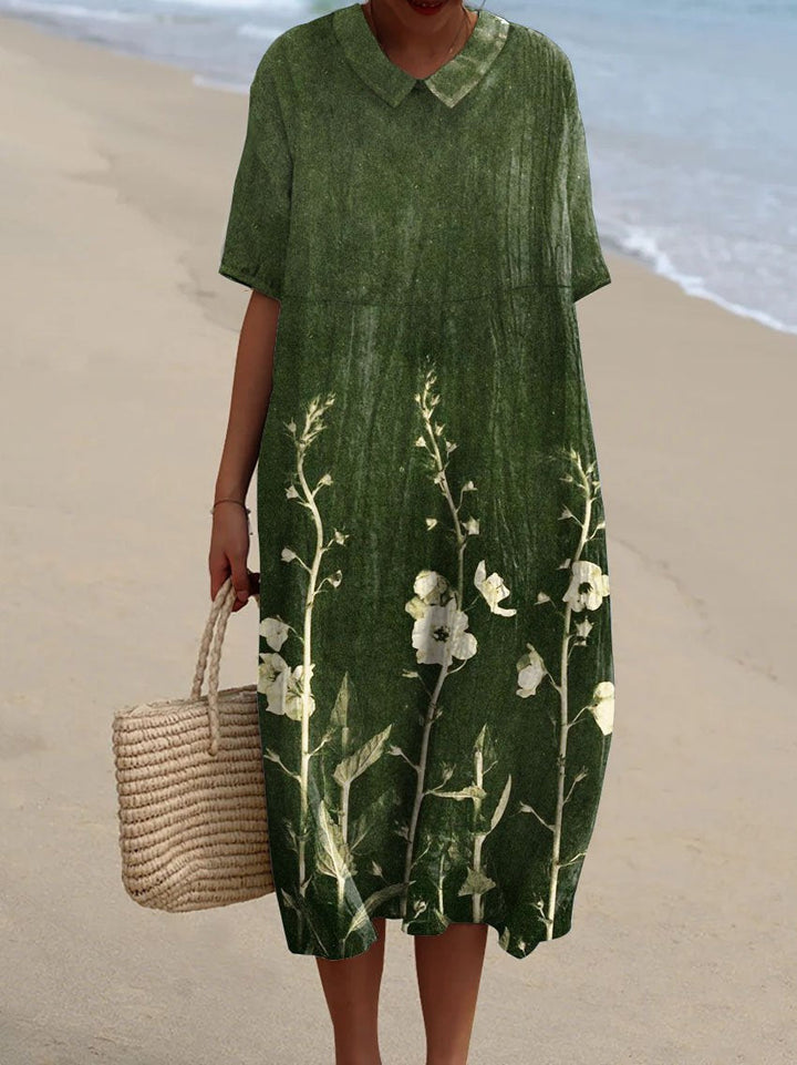 Lina | Damen Sommerkleid mit Blumenmuster und V-Ausschnit