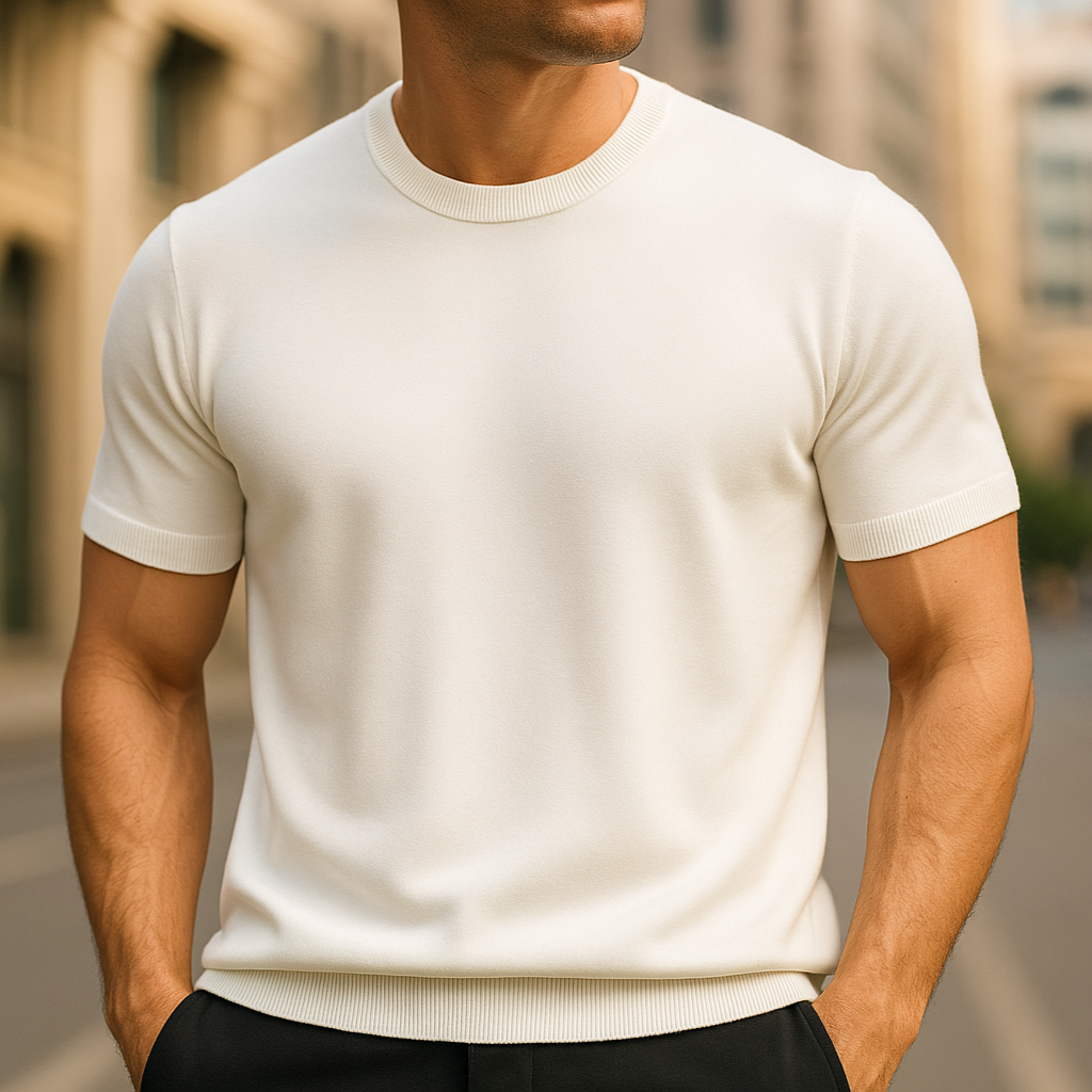 Elias | Merino Shirt für Herren mit Rundhalsausschnitt und kurzen Ärmeln