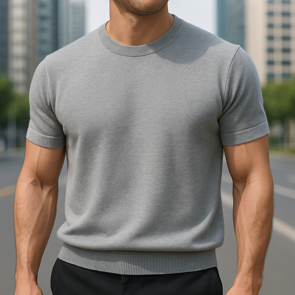 Elias | Merino Shirt für Herren mit Rundhalsausschnitt und kurzen Ärmeln