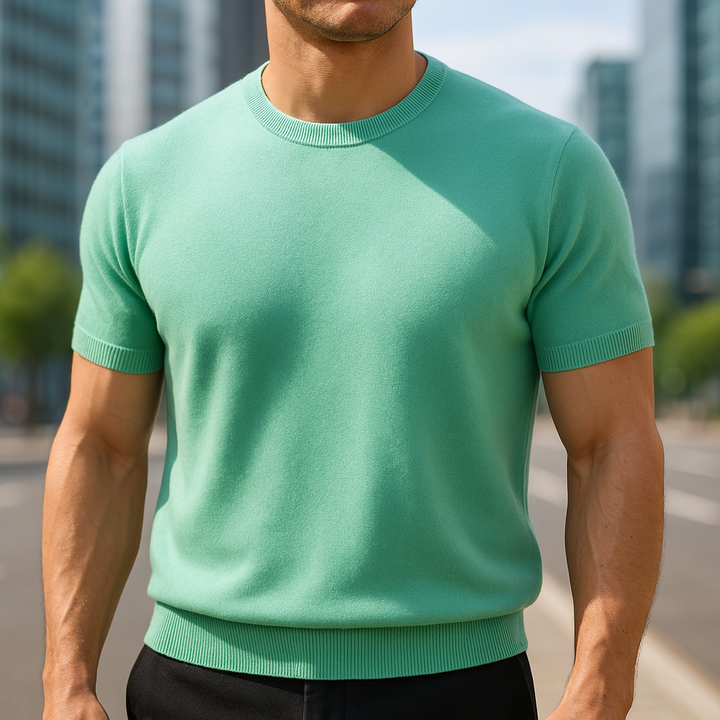 Elias | Merino Shirt für Herren mit Rundhalsausschnitt und kurzen Ärmeln