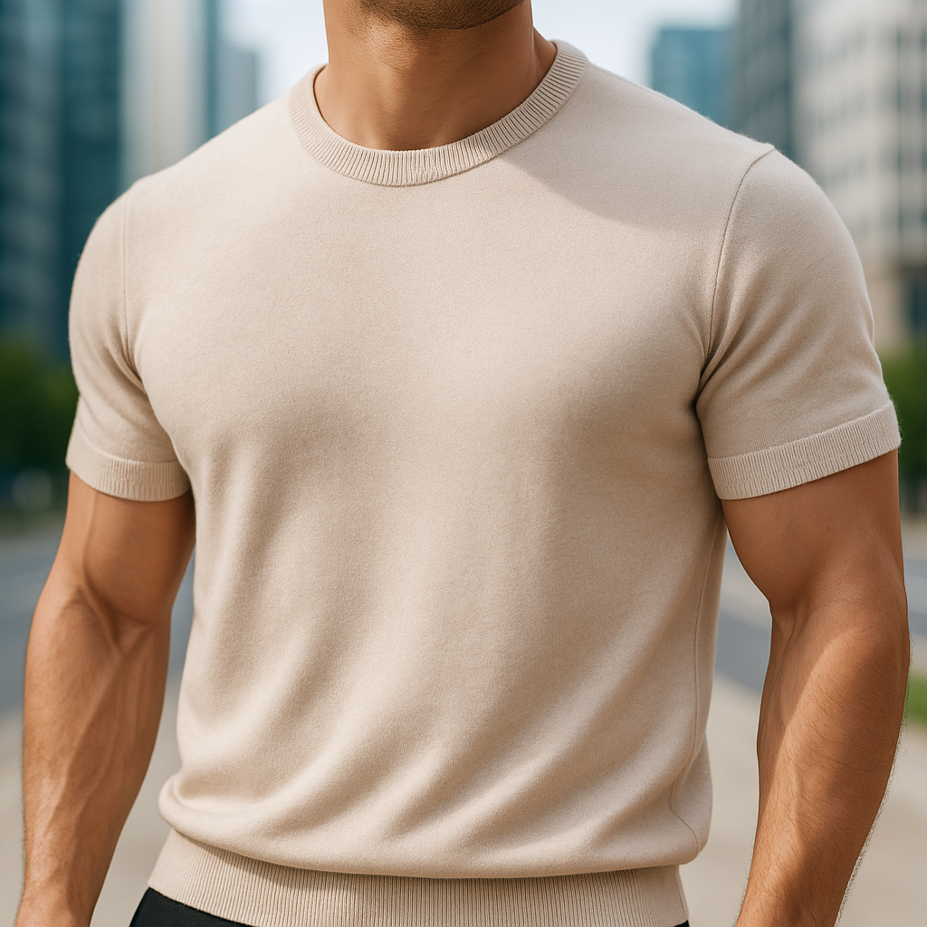Elias | Merino Shirt für Herren mit Rundhalsausschnitt und kurzen Ärmeln