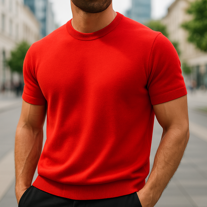Elias | Merino Shirt für Herren mit Rundhalsausschnitt und kurzen Ärmeln