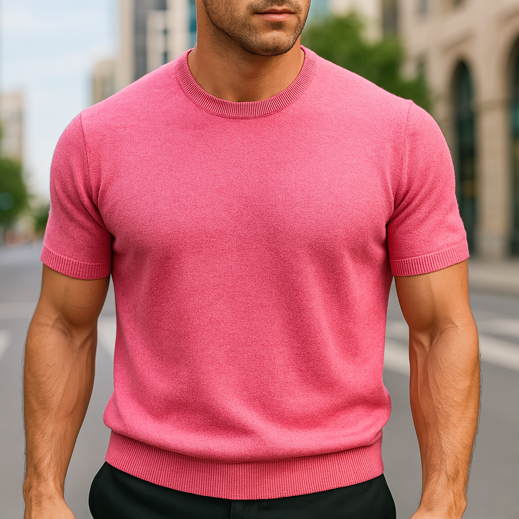 Elias | Merino Shirt für Herren mit Rundhalsausschnitt und kurzen Ärmeln
