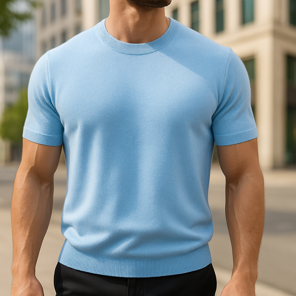Elias | Merino Shirt für Herren mit Rundhalsausschnitt und kurzen Ärmeln