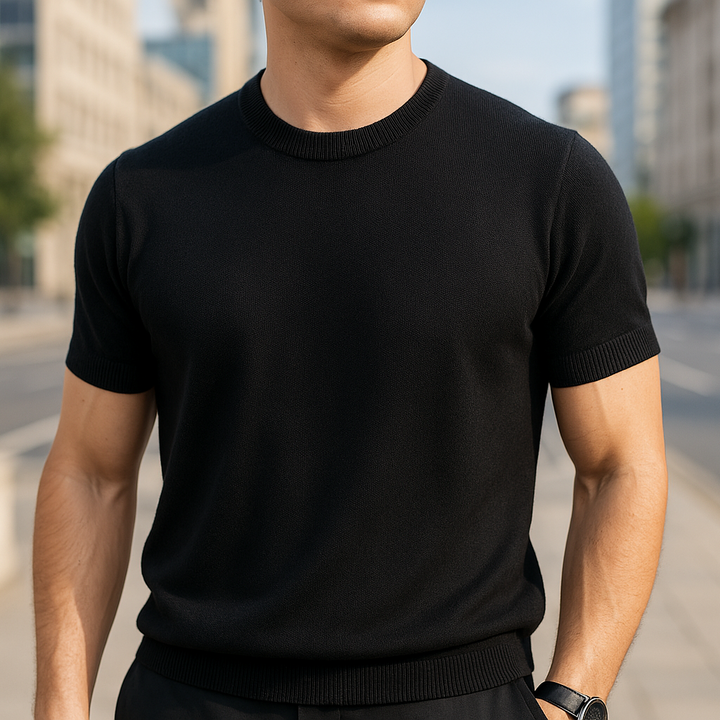 Elias | Merino Shirt für Herren mit Rundhalsausschnitt und kurzen Ärmeln