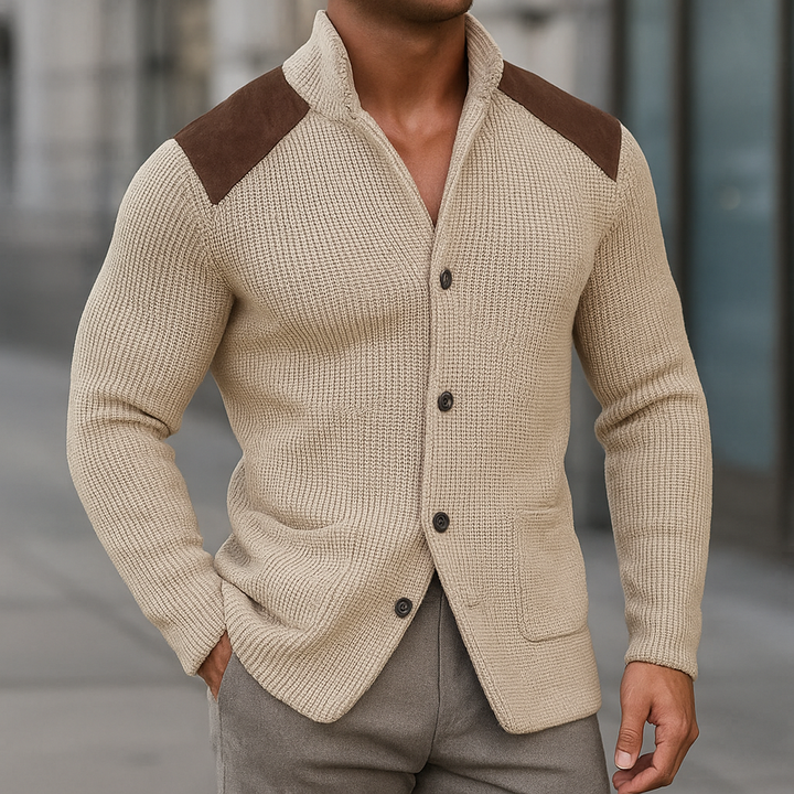 Silvoro | Stricktextur Blaser für Herren mit V-Ausschnitt und langen Ärmeln