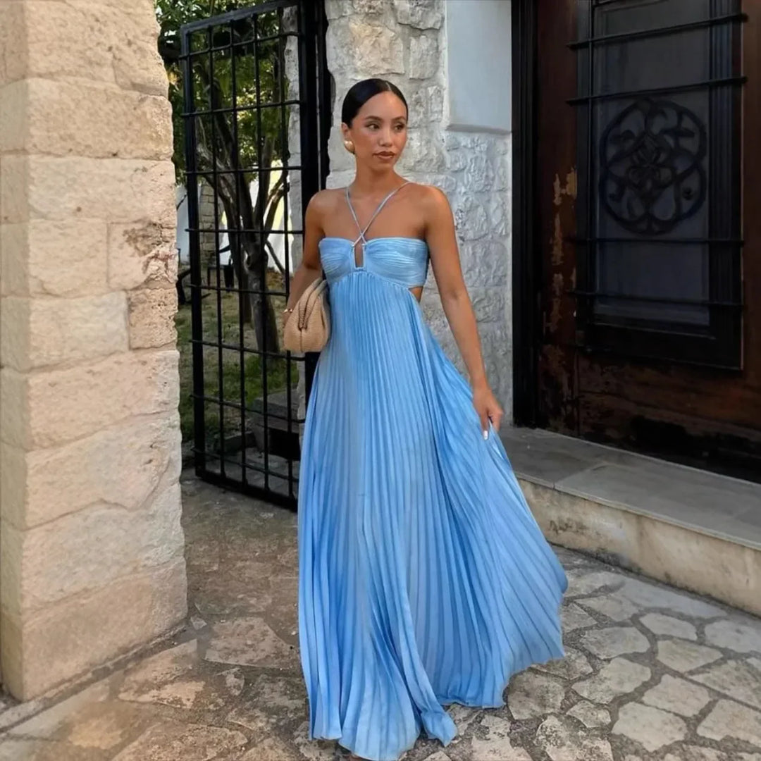 Damen Cut-Out ärmelloses Maxikleid