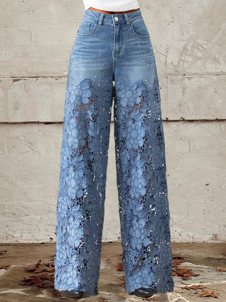 Celeste | und Patchwork-Mid-Rise-Jeans für Damen mit weiter Passform