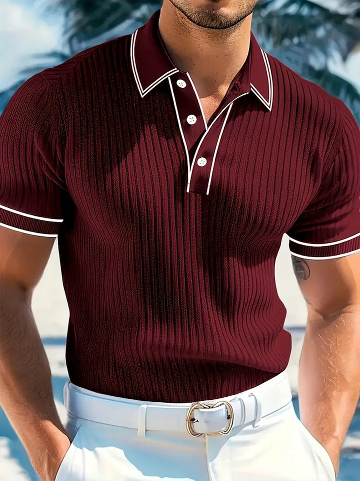Emilio | Herren maßgeschneiderte gerippte Polo mit kurzen Ärmeln und langen Ärmeln Poloshirt