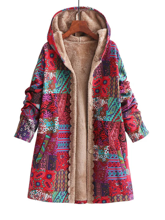 Remi | Bequeme Patchwork-Jacke für Damen mit Kapuze und langen Ärmeln