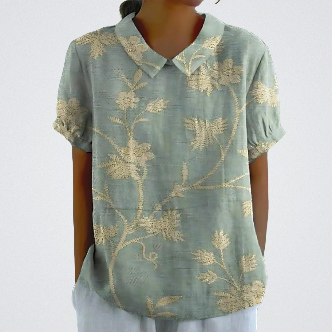 Lina | Stilvolle Bluse für Damen mit Blumenmuster und Rundhalsausschnitt