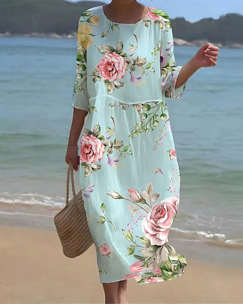 KAREN | Elegantes Blumenkleid mit langen Ärmeln
