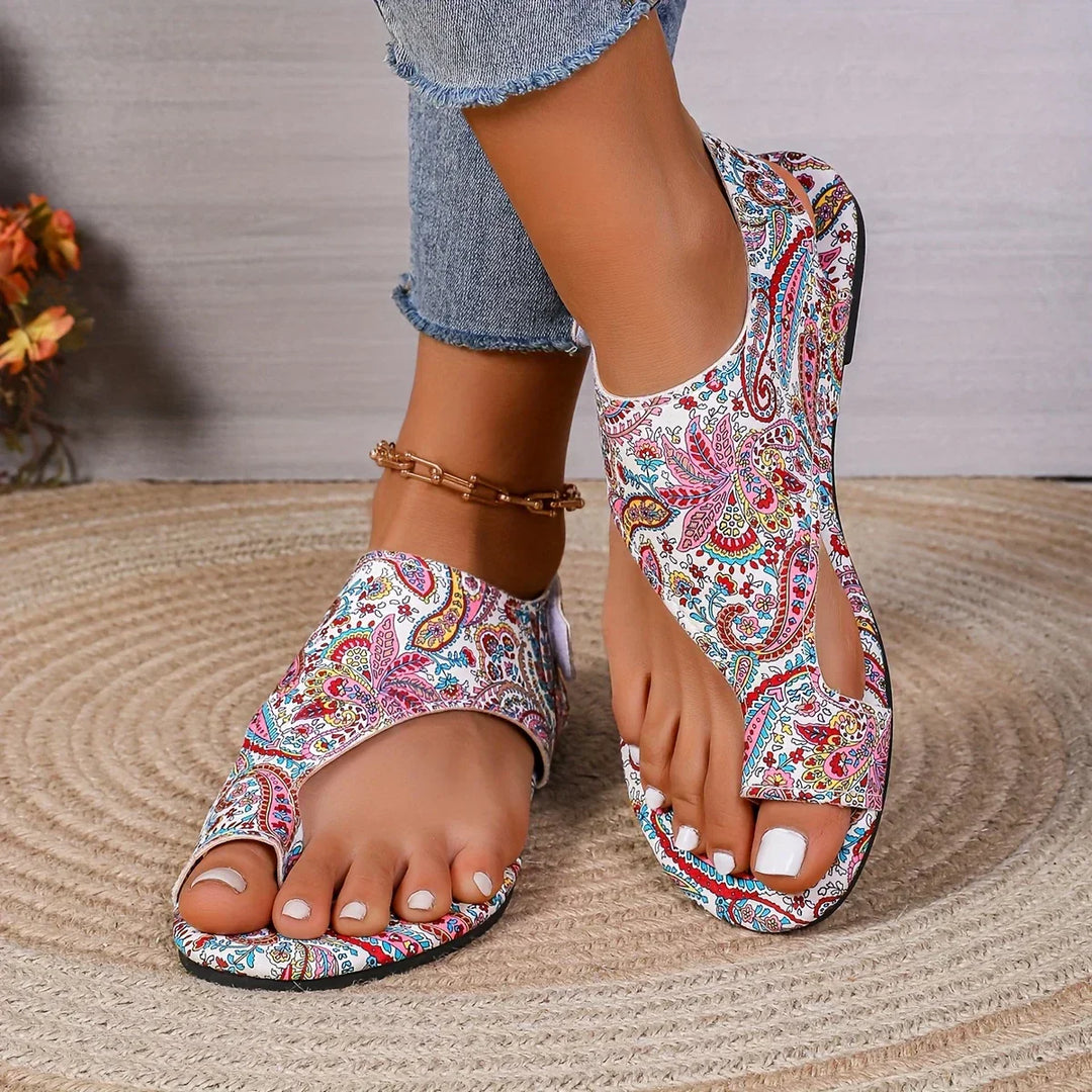 Rosa | Vintage Bohemian Sandalen für Damen mit flachem Absatz