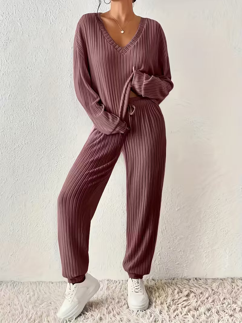 Anja | Gemütliches V-Ausschnitt Zweiteiliges Set für Damen