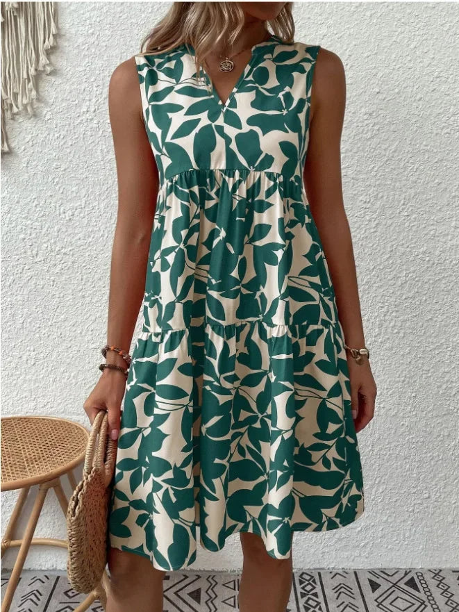 Elena | Luftiges Sommerkleid für Damen mit Blumenmuster und V-Ausschnitt