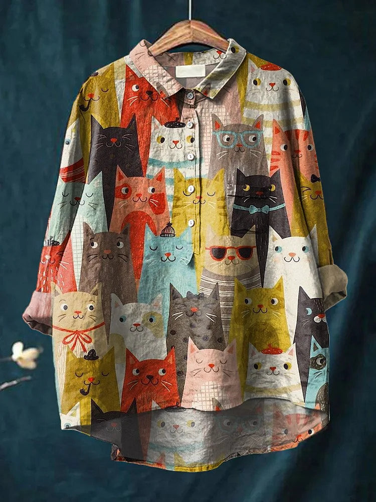 Sheila | Katzenkunst-Shirt mit langen Ärmeln