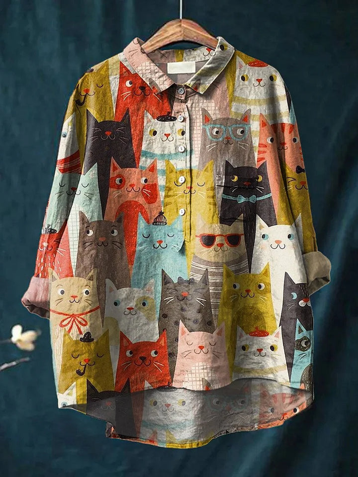 Sheila | Katzenkunst-Shirt mit langen Ärmeln