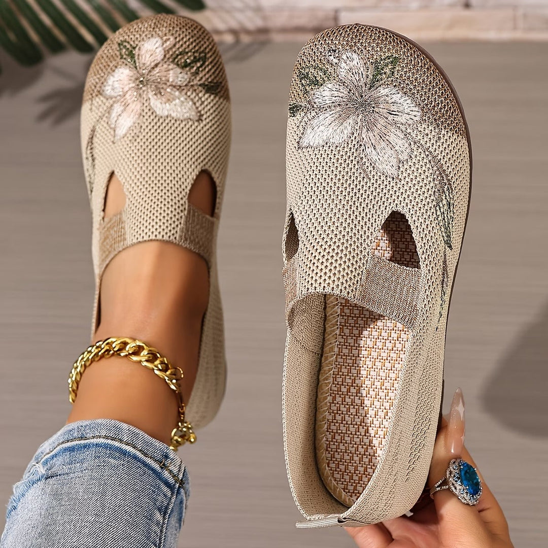 Schicke bestickte atmungsaktive Damenschuhe für Damen mit Blumenmuster