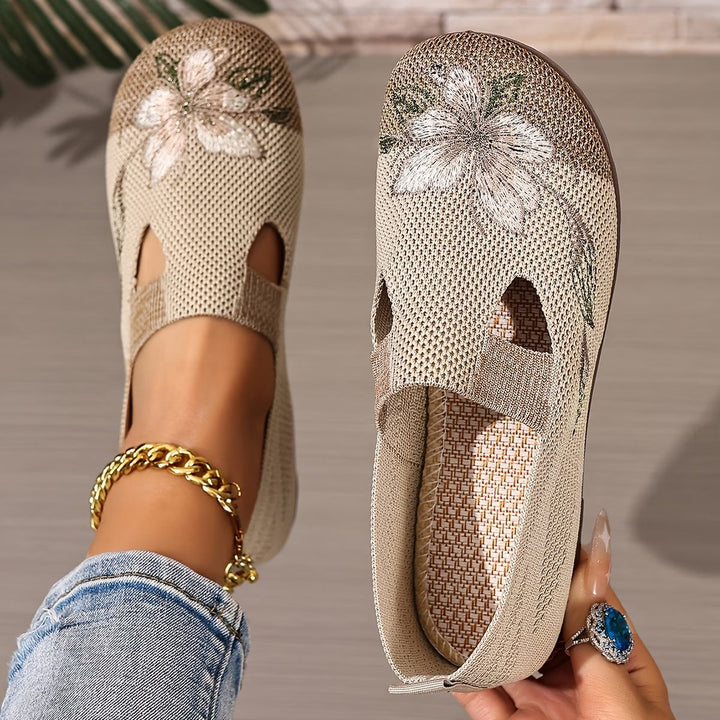 Schicke bestickte atmungsaktive Damenschuhe für Damen mit Blumenmuster