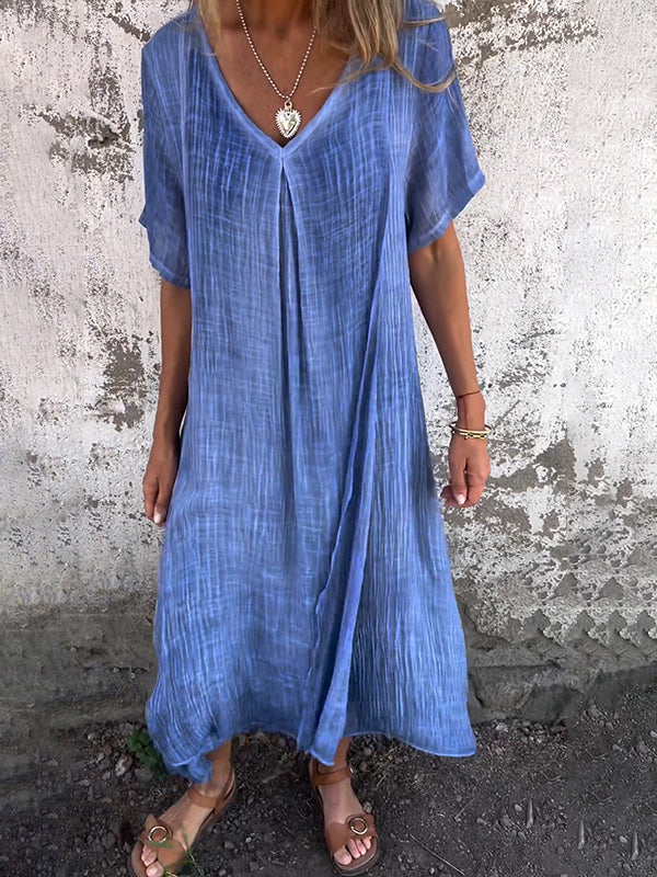 NIA | Maxikleid mit V-Ausschnitt und langen Ärmeln