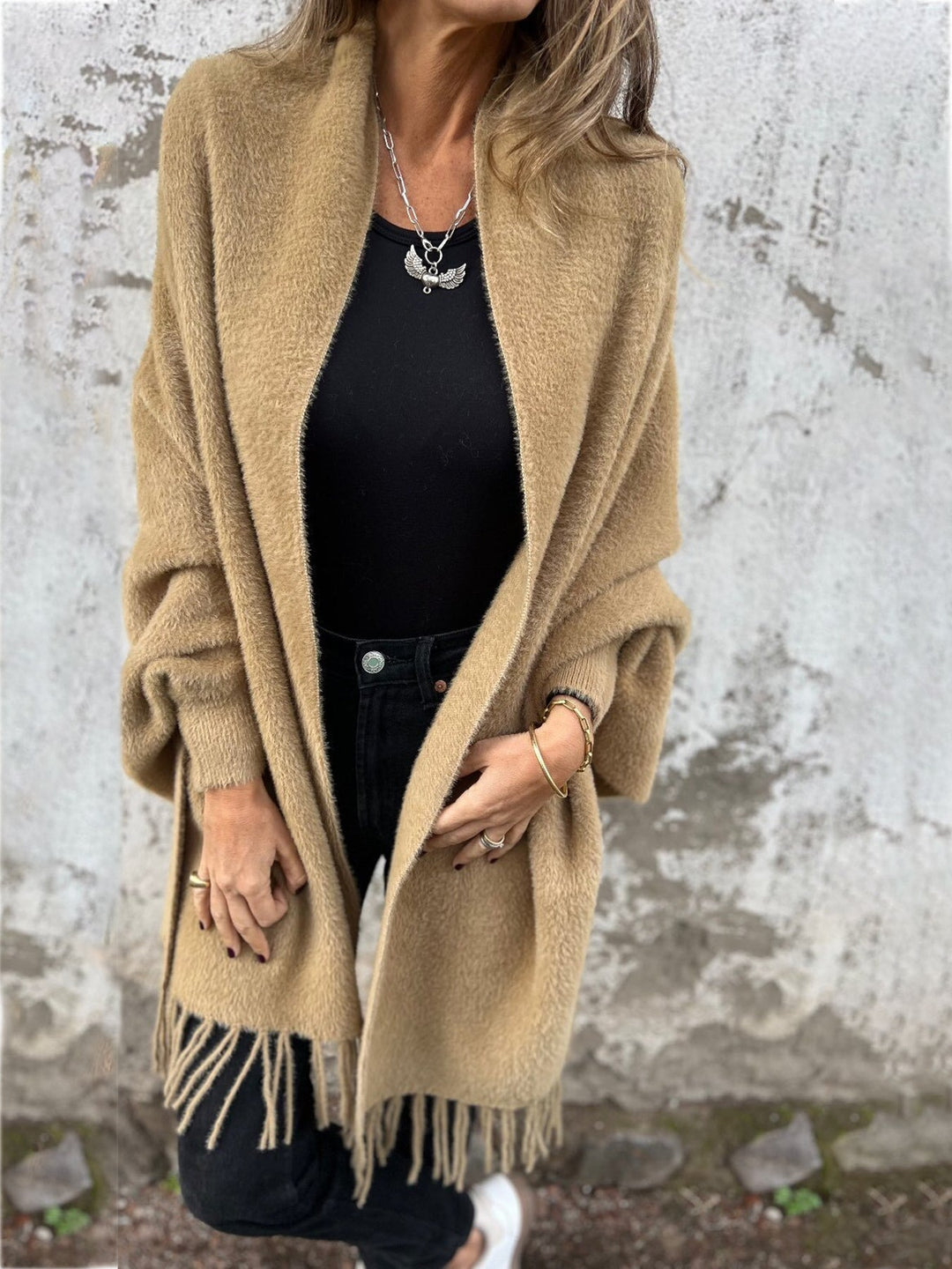 Hannah | Eleganter Langärmeliger Wickelpulli Cardigan für Damen mit V-Ausschnitt