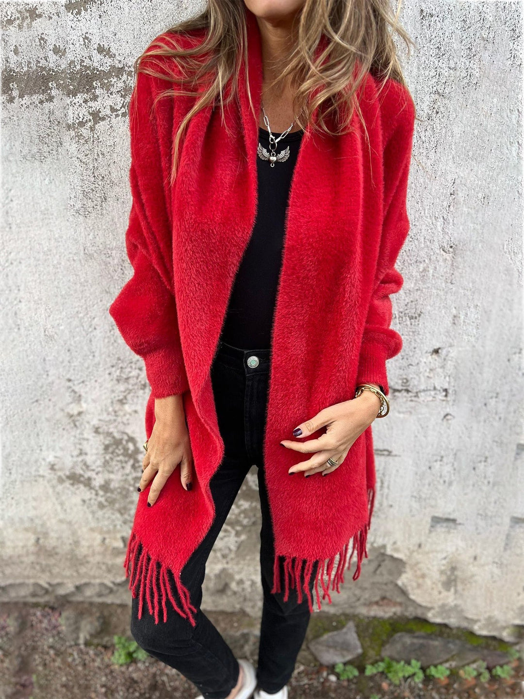 Hannah | Eleganter Langärmeliger Wickelpulli Cardigan für Damen mit V-Ausschnitt