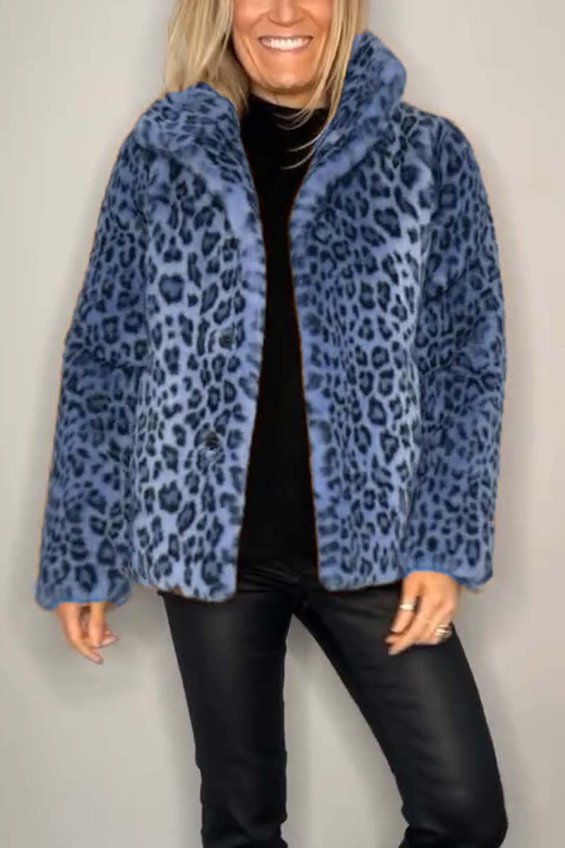 Valentina | Klassischer Damen Wintermantel mit Leopardenmuster