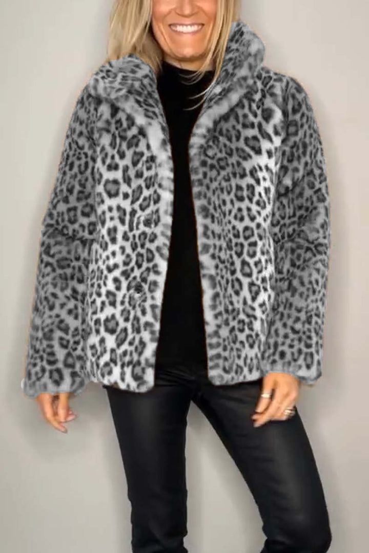 Valentina | Klassischer Damen Wintermantel mit Leopardenmuster