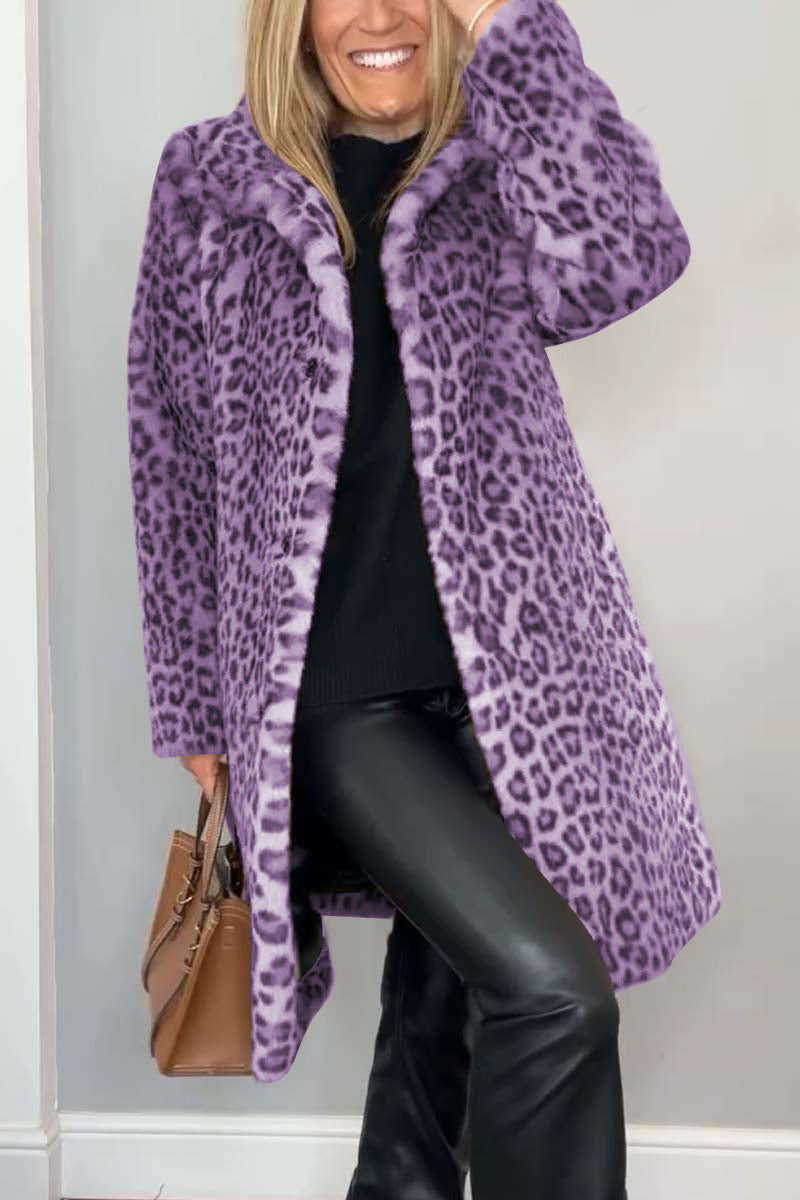 Valentina | Klassischer Damen Wintermantel mit Leopardenmuster