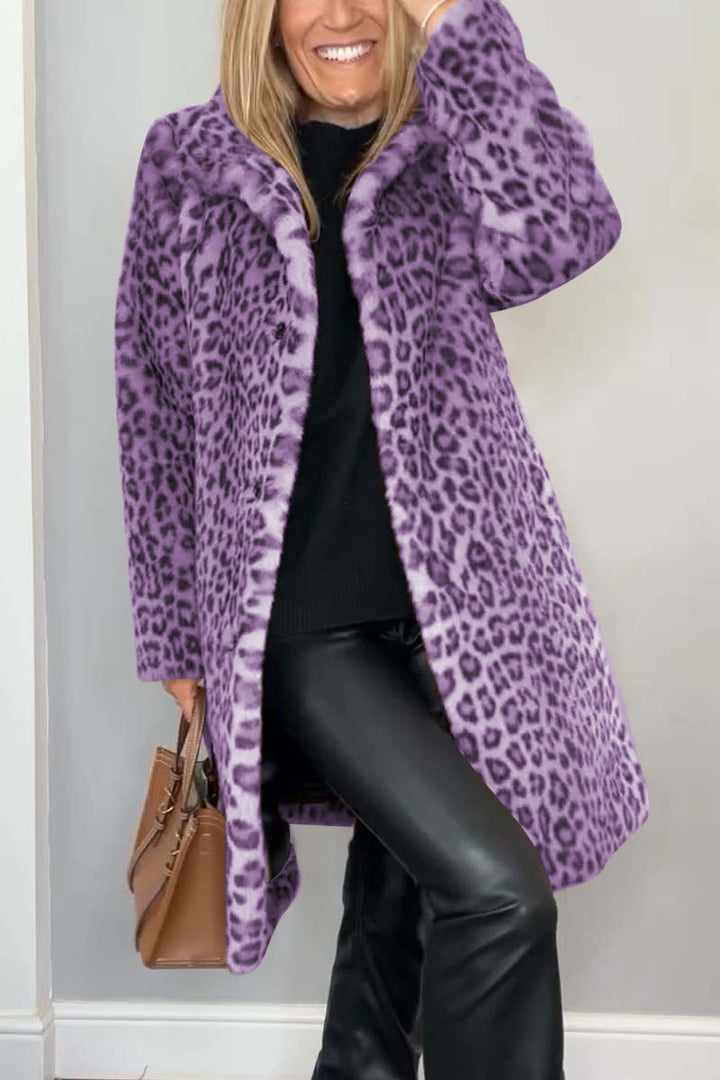 Valentina | Klassischer Damen Wintermantel mit Leopardenmuster