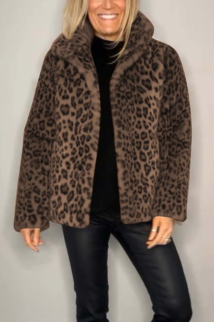 Valentina | Klassischer Damen Wintermantel mit Leopardenmuster