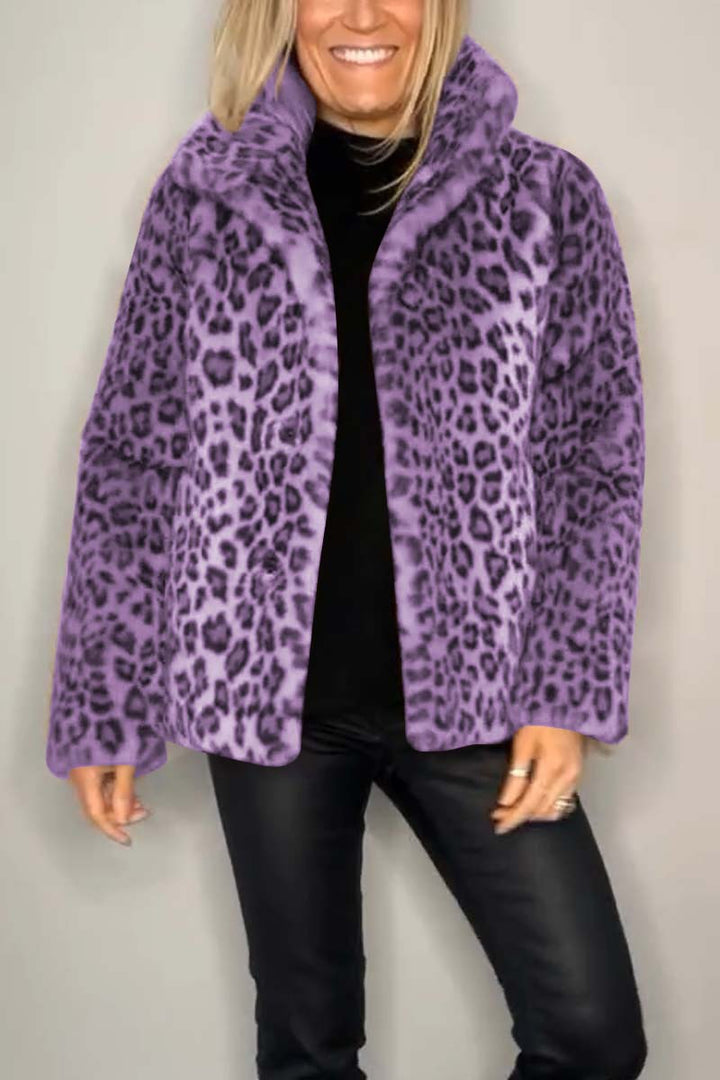 Valentina | Klassischer Damen Wintermantel mit Leopardenmuster