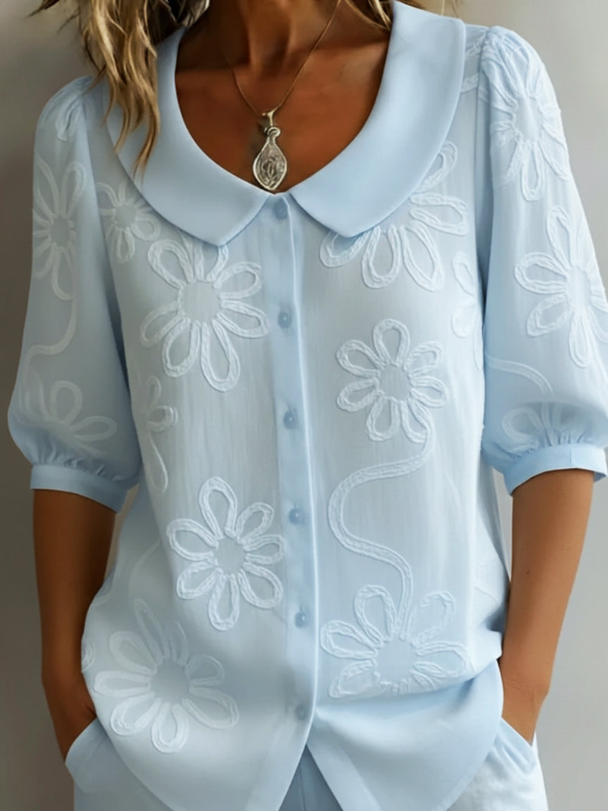 Aurélie | Leichte Bluse für Damen mit floralem Design und V-Ausschnitt