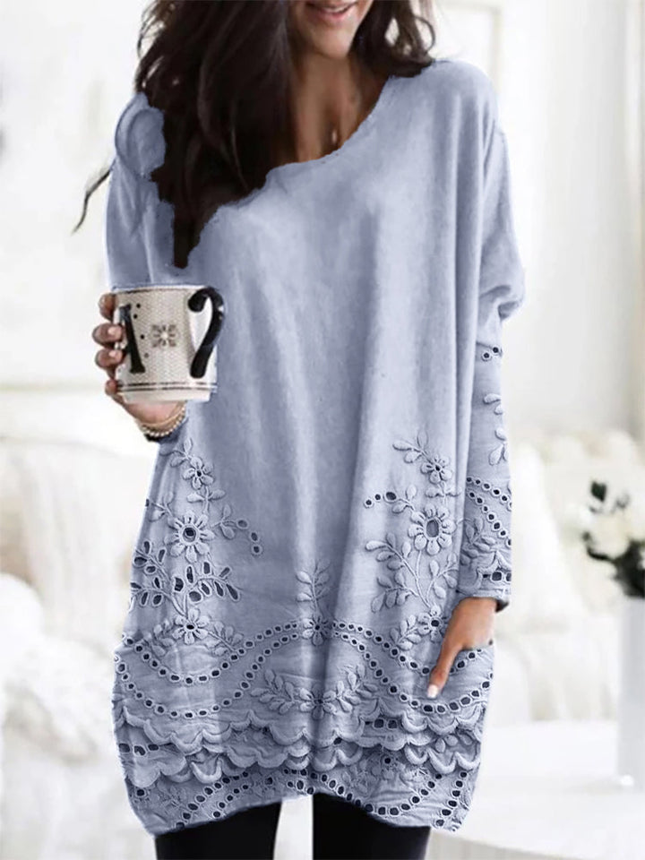 Clarissa | Bedruckter Gemütlicher Pullover mit Blumenmuster und langen Ärmeln