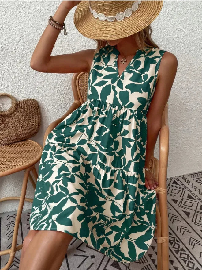 Elena | Luftiges Sommerkleid für Damen mit Blumenmuster und V-Ausschnitt