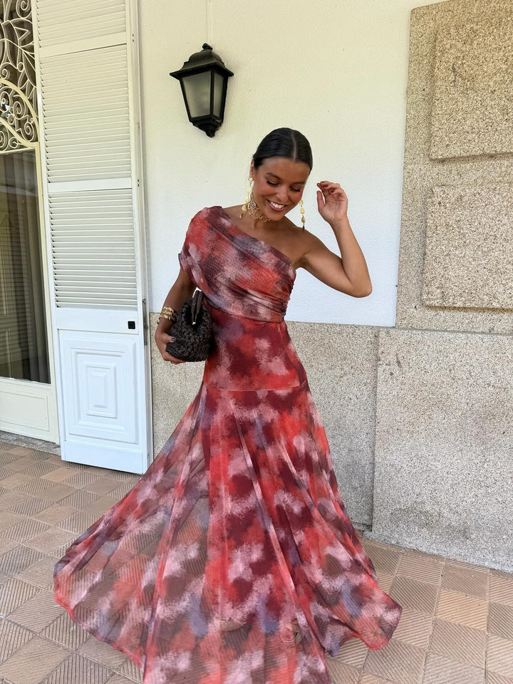 Damen Maxikleid mit Einschulterträger