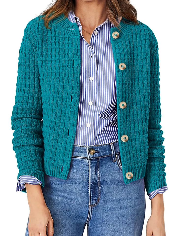 Harper | Strickjacke für Damen mit Knopfleiste und Rundhalsausschnitt