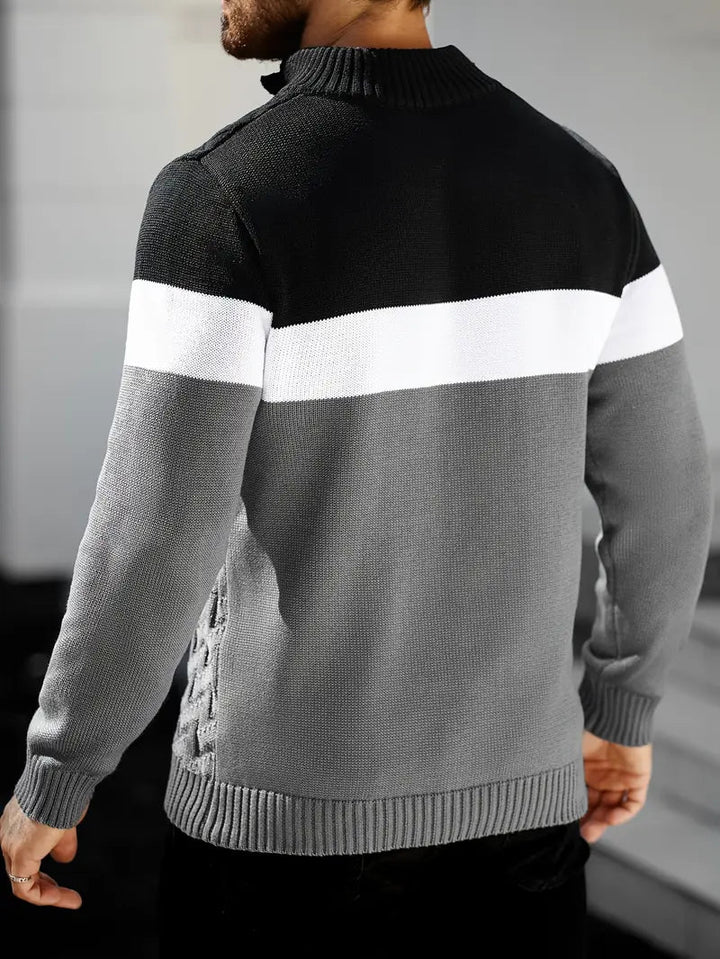 Brit und Boho | Der Atlas Henley Strickpullover mit geometrischem Muster