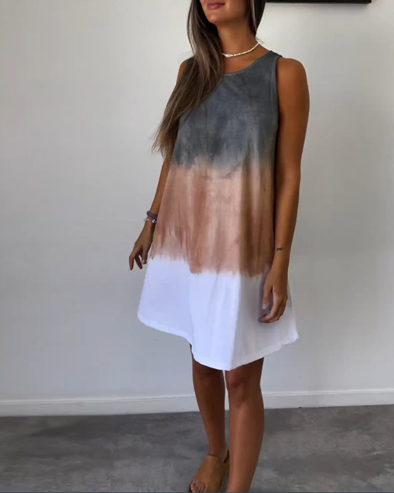 Vionette | Lässiges Gradient Kleid für Damen mit Rundhalsausschnitt