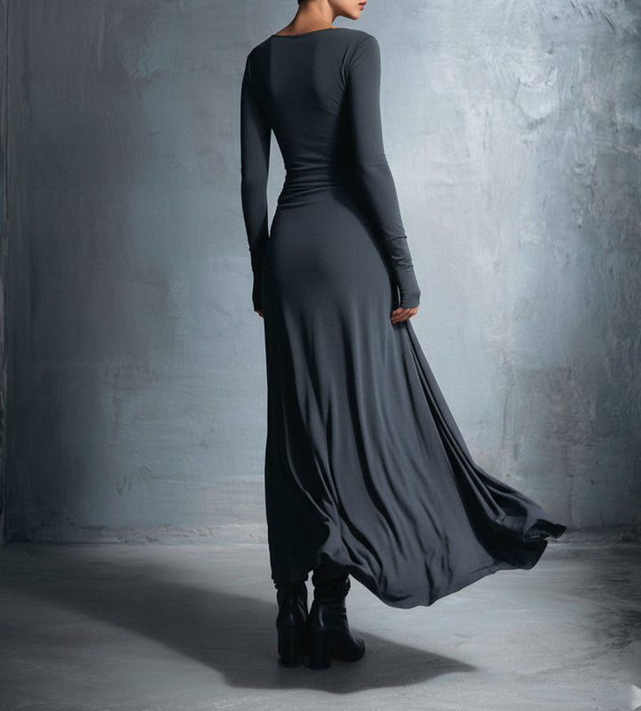 Vittoria ❘ Maxikleid für Damen mit seitlichem Knoten und Rundhalsausschnitt