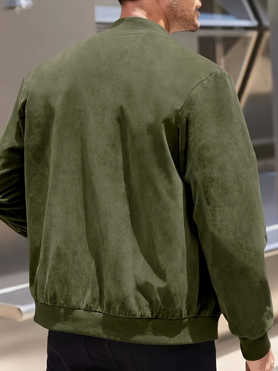 Dex | Klassische Wildleder-Zipperjacke für Herren mit Rundhalsausschnitt