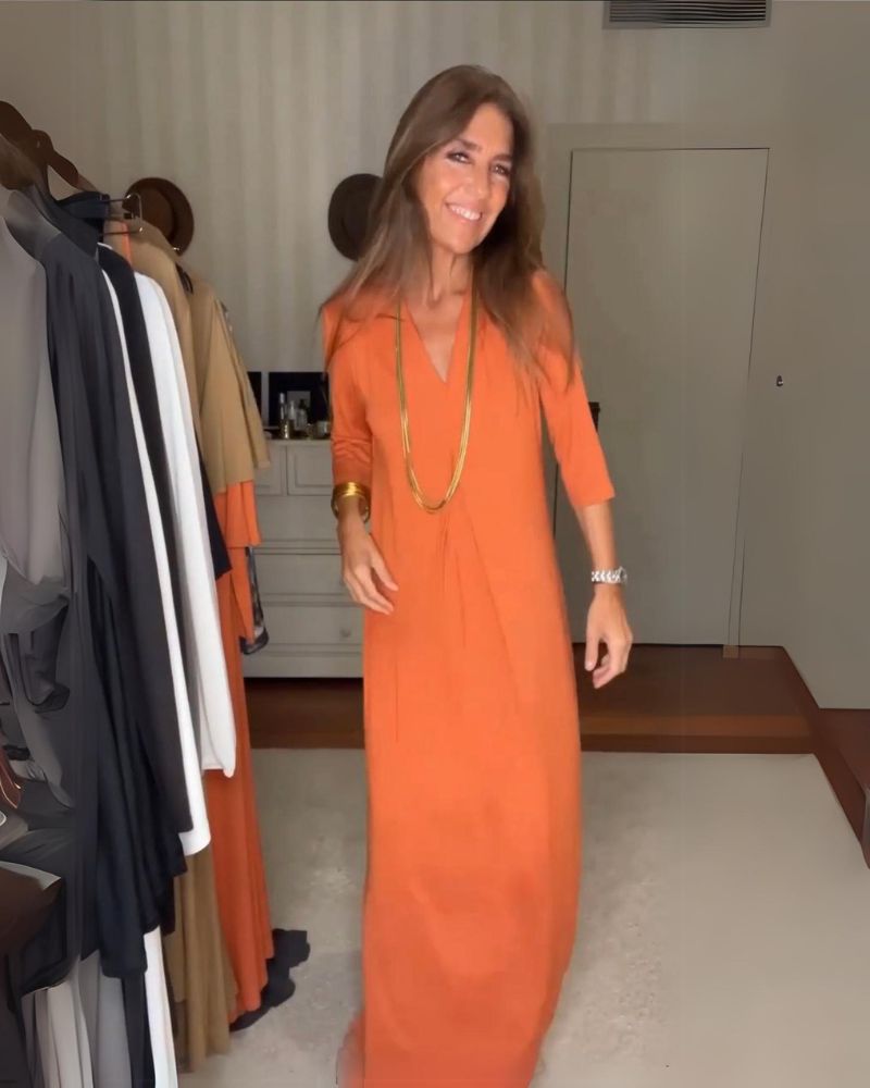 Pamela | Lässiges Sommerkleid für Damen mit V-Ausschnitt und 3/4-Ärmeln