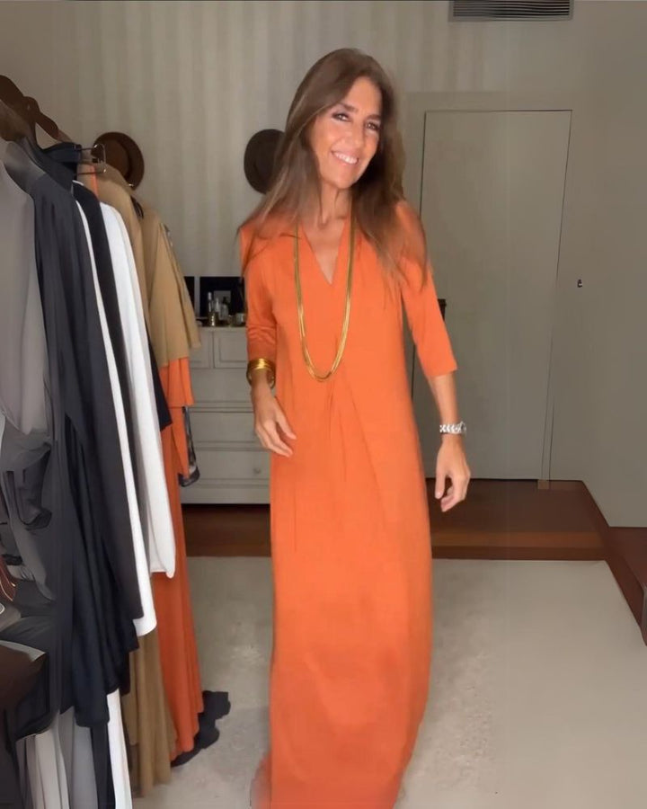 Pamela | Lässiges Sommerkleid für Damen mit V-Ausschnitt und 3/4-Ärmeln