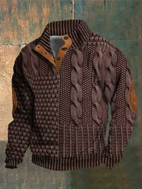 Basil | 3D-Print Pullover für Herren mit Muster und Rundhalsausschnitt