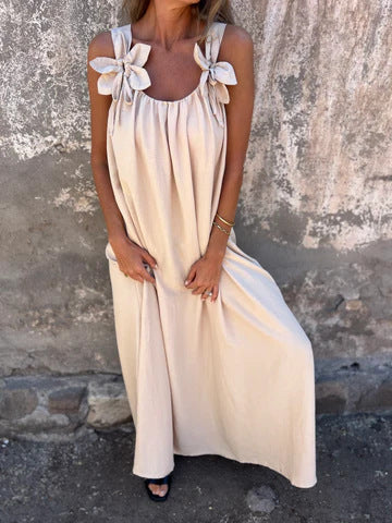 Stacey | Geblümtes Maxikleid für Damen mit U-förmigem Ausschnitt