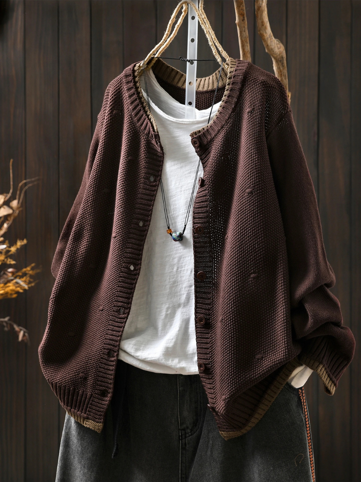 Die Isolde | Strukturierter Cardigan für Damen mit V-Ausschnitt und langen Ärmeln
