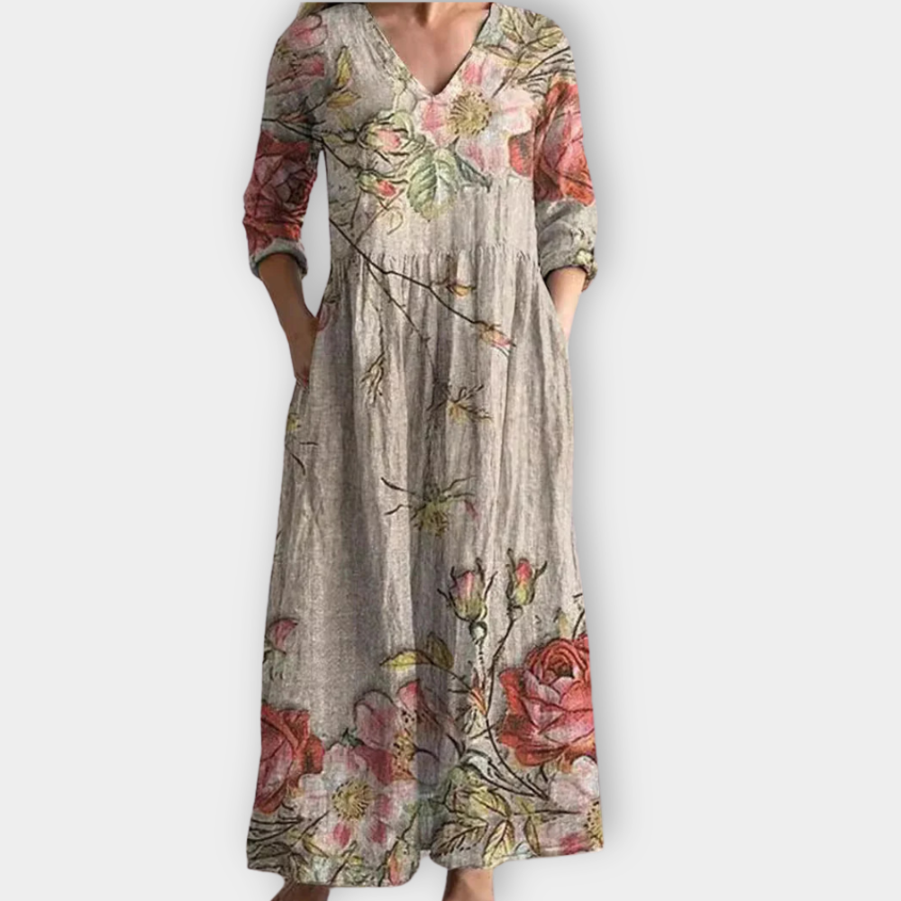 Theodelinde | Boho Maxikleid aus weichem Premiumstoff für Damen